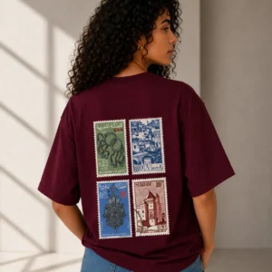 T-shirt Timbres du Maroc – Bordeaux