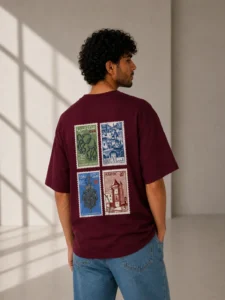 T-shirt Timbres du Maroc – Bordeaux
