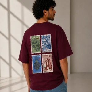 T-shirt Timbres du Maroc – Bordeaux